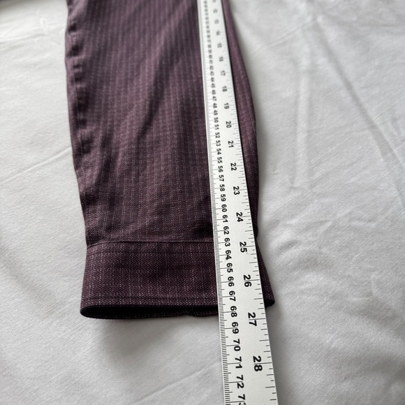 JOE Joseph Abboud Men's XLT Button Shirt Herringbone Check Burgundy-Plum Soft - Picture 10 of 13